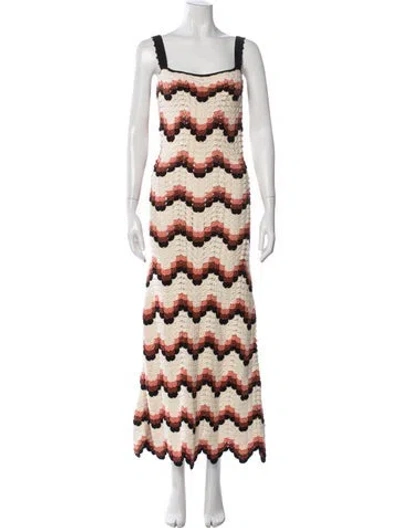 Pre-owned Escvdo Patterned Long Dress In Multi