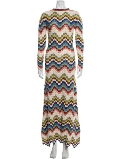 Pre-owned Escvdo Patterned Long Dress In Multicolor