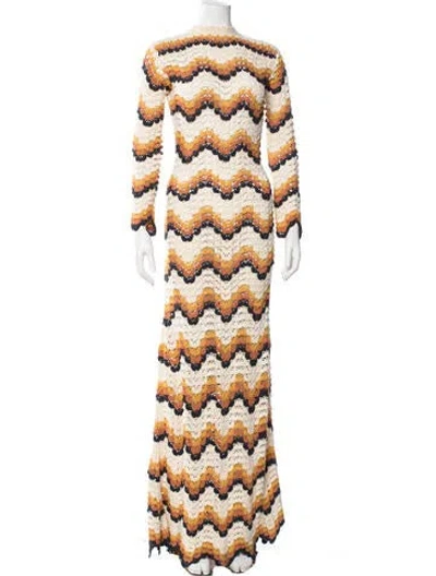 Pre-owned Escvdo Patterned Long Dress In Neutrals