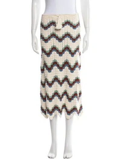 Pre-owned Escvdo Patterned Long Skirt In Neutrals