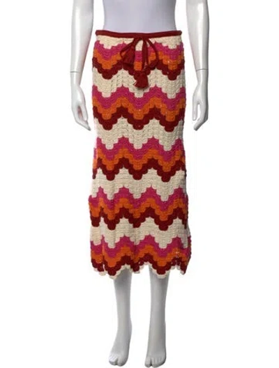 Pre-owned Escvdo Patterned Long Skirt In Red