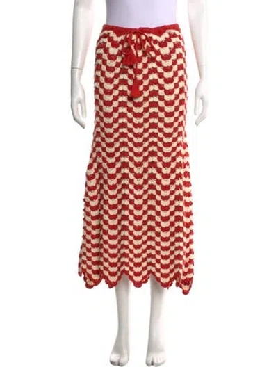 Pre-owned Escvdo Patterned Long Skirt In Red