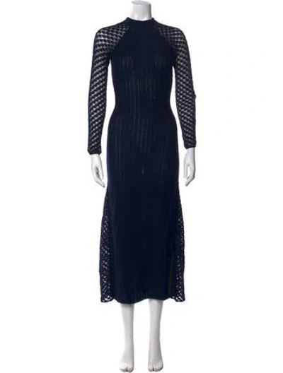 Pre-owned Escvdo Patterned Midi Length Dress In Blue