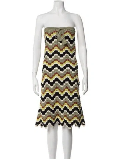 Pre-owned Escvdo Patterned Midi Length Dress In Multicolor