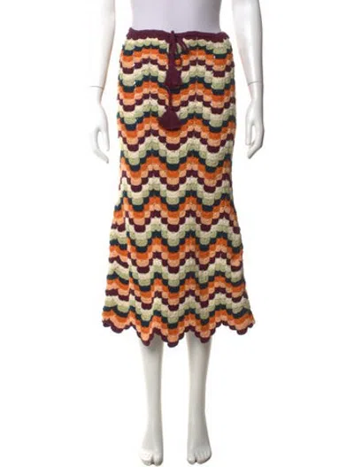 Pre-owned Escvdo Patterned Midi Length Dress In Multicolor
