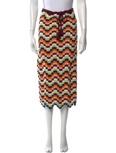 Pre-owned Escvdo Patterned Midi Length Skirt In Multicolor