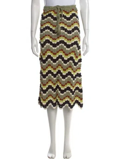 Pre-owned Escvdo Patterned Midi Length Skirt W/ Tags In Multi