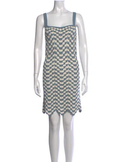 Pre-owned Escvdo Patterned Mini Dress In Blue