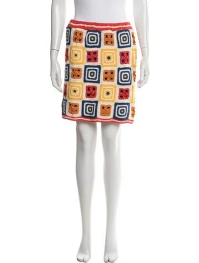 Pre-owned Escvdo Patterned Mini Skirt In Multicolor