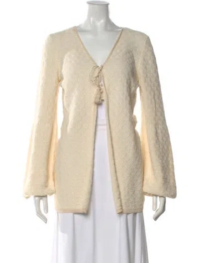 Pre-owned Escvdo Patterned V-neck Sweater In Neutral