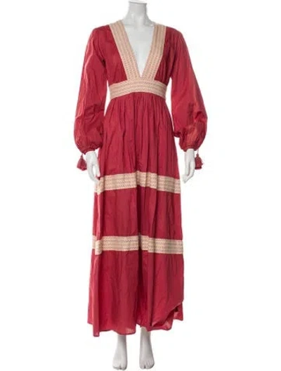 Pre-owned Escvdo Printed Long Dress In Red