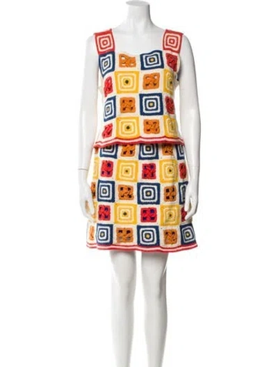 Pre-owned Escvdo Printed Skirt Set In Yellow