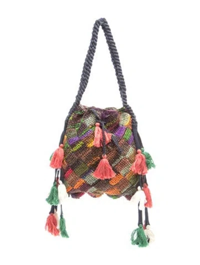Pre-owned Escvdo Raffia Shoulder Bag In Multi