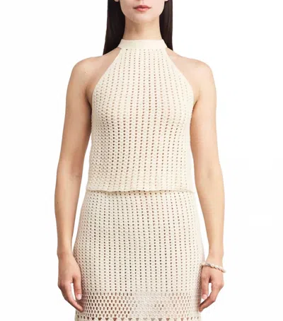 Escvdo Reflejo Crochet Halter Top In Ivory In Multi