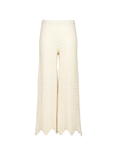Escvdo Safi Abanico Crochet-stitch Trousers In Neutral