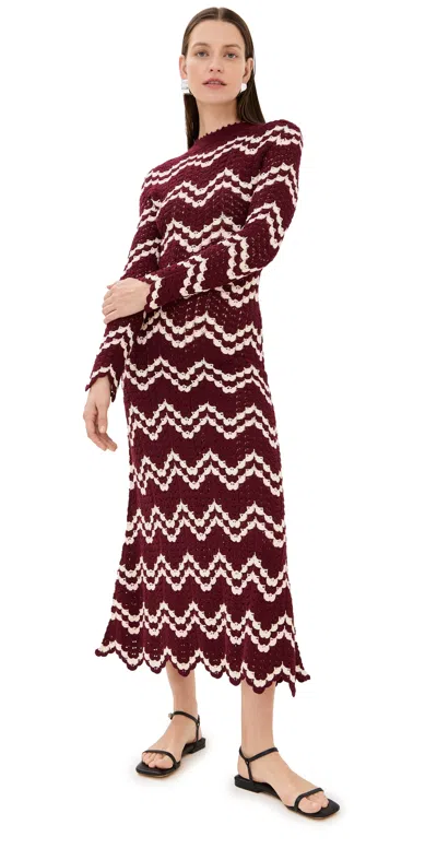 Escvdo Safi Maxi Dress Ivory/baby Pink/red Wine