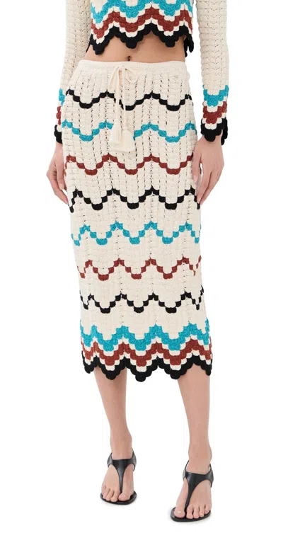 Escvdo Safi Scalloped Crocheted Cotton Midi Skirt In White