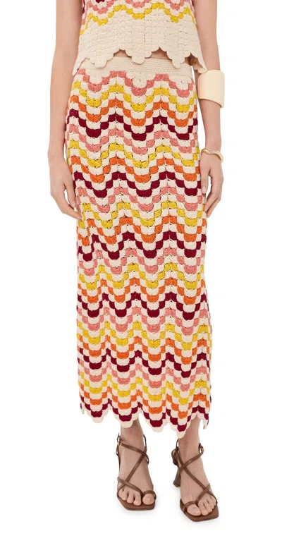 Escvdo Safi Crocheted Cotton Midi Skirt In Multi