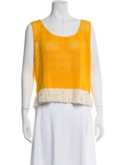 Pre-owned Escvdo Scoop Neck Sleeveless Top In Yellow