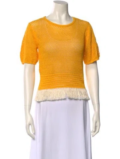Pre-owned Escvdo Scoop Neck Sweater In Yellow