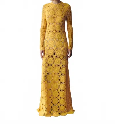Escvdo Siula Crochet Maxi Dress In Yellow