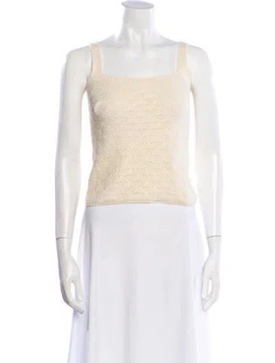 Pre-owned Escvdo Square Neckline Sleeveless Crop Top W/ Tags In Neutral