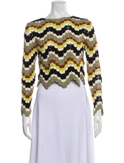 Pre-owned Escvdo Striped Bateau Neckline Sweater In Multi