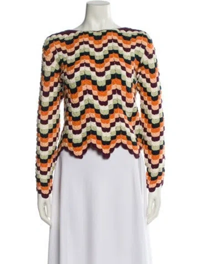 Pre-owned Escvdo Striped Bateau Neckline Sweater In Multi