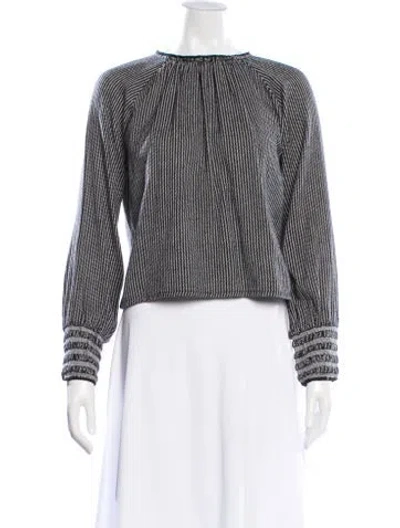 Pre-owned Escvdo Striped Crew Neck Top In Black