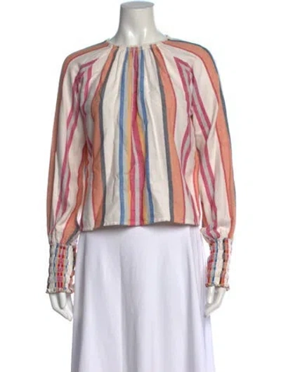 Pre-owned Escvdo Striped Crew Neck Top In Multicolor