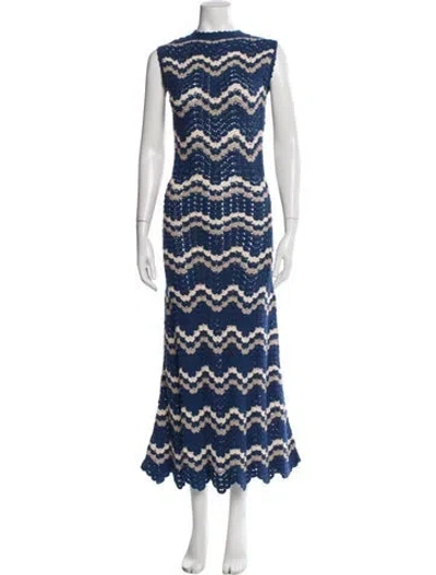 Pre-owned Escvdo Striped Long Dress In Blue