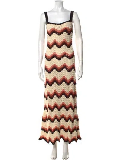 Pre-owned Escvdo Striped Long Dress In Multicolor