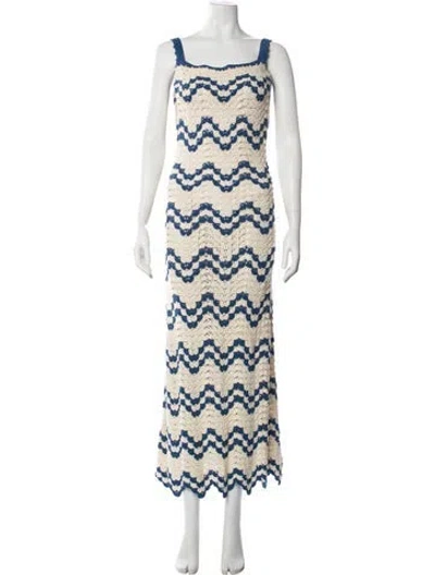 Pre-owned Escvdo Striped Long Dress In Neutrals