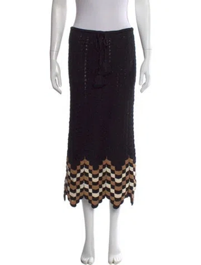 Pre-owned Escvdo Striped Midi Length Skirt In Black