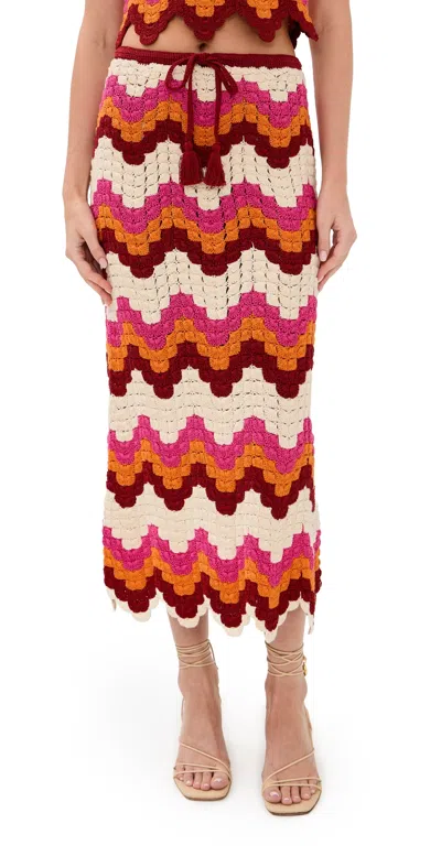 Escvdo Suspiro Skirt Burgundy/fuchsia/brown In Multi