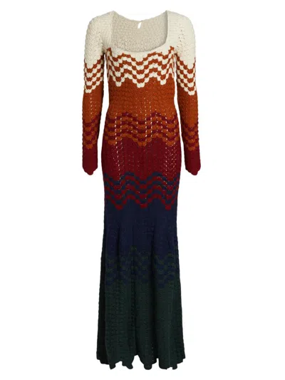 Escvdo Women's Origen Chiri Striped Alpaca-knit Maxi Dress In Brown