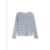 ESE O ESE LINEN STRIPES T-SHIRT IN ECRU & NAVY FROM