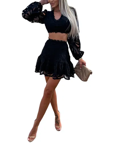 Esea 2pc Blouse & Skirt Set In Black