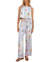 Esea 2pc Linen-blend Top & Pant Set In Blue