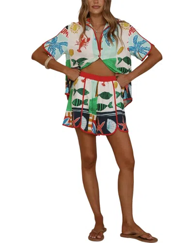 Esea 2pc Linen-blend Shirt & Short Set In Multi