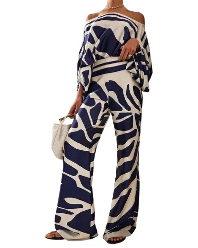 Esea Blouse & Pant Set In Blue