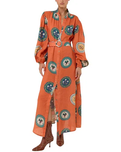 Esea Linen-blend Dress In Orange