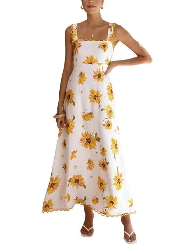Esea Linen-blend Midi Dress In Beige
