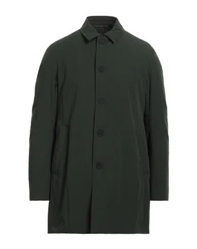Esemplare Man Overcoat & Trench Coat Dark Green Size L Nylon, Elastane