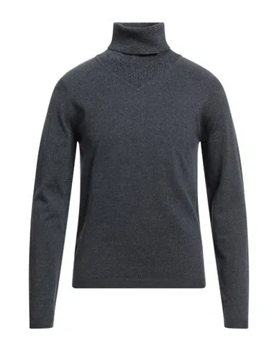 Esemplare Man Turtleneck Slate Blue Size M Cotton, Virgin Wool, Silver