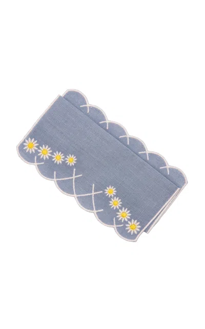 Esencial Hogar Daisy Aperitivo Cocktail Napkin In Blue; Set Of 4