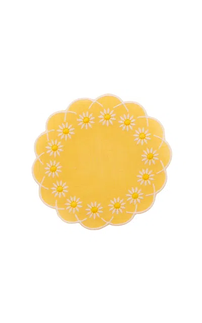 Esencial Hogar Daisy Coaster In Butter Yellow; Set Of 4