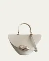 Esha Soni Orb Flap Leather Top-handle Bag In Ivory