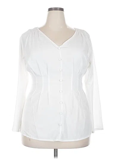 Pre-owned Eshakti 3/4 Sleeve Blouse In White