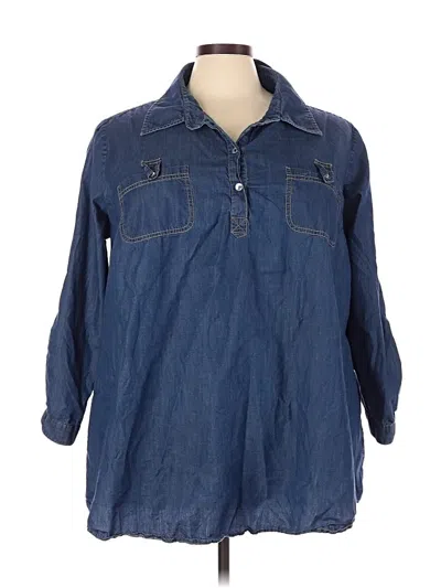 Pre-owned Eshakti 3/4 Sleeve Button Down Shirt In Blue
